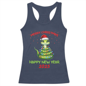 Year Of The Snake 2025 Racerback Tank Top Merry Christmas And Happy New Year Cute Snake TS09 Navy Print Your Wear