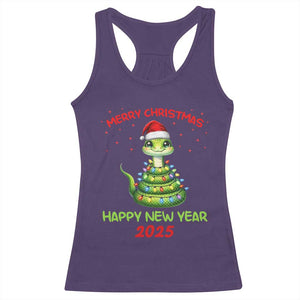 Year Of The Snake 2025 Racerback Tank Top Merry Christmas And Happy New Year Cute Snake TS09 Purple Print Your Wear