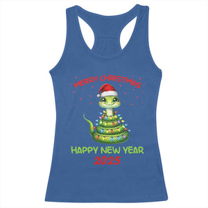 Year Of The Snake 2025 Racerback Tank Top Merry Christmas And Happy New Year Cute Snake TS09 Royal Blue Print Your Wear