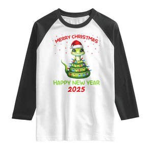 Year Of The Snake 2025 Raglan Shirt Merry Christmas And Happy New Year Cute Snake TS09 White Black Print Your Wear