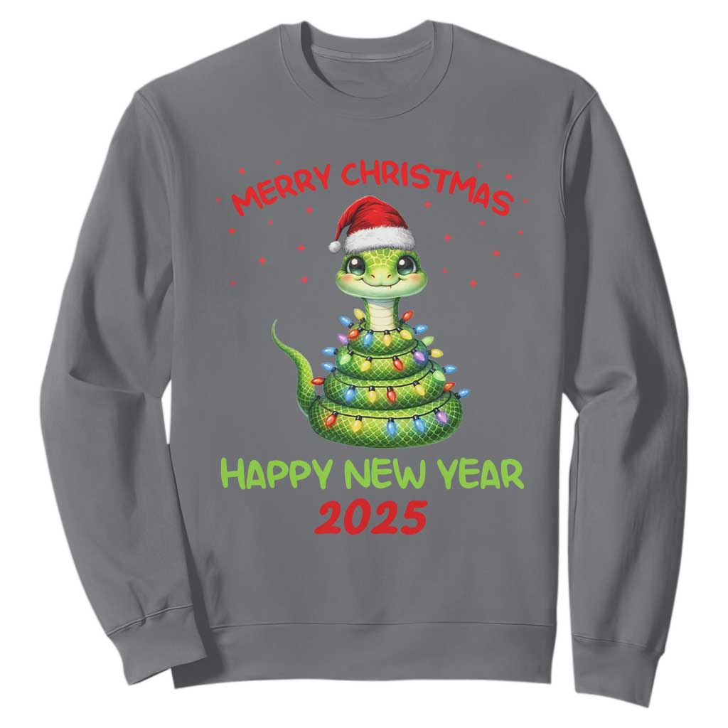 Year Of The Snake 2025 Sweatshirt Merry Christmas And Happy New Year Cute Snake TS09 Charcoal Print Your Wear
