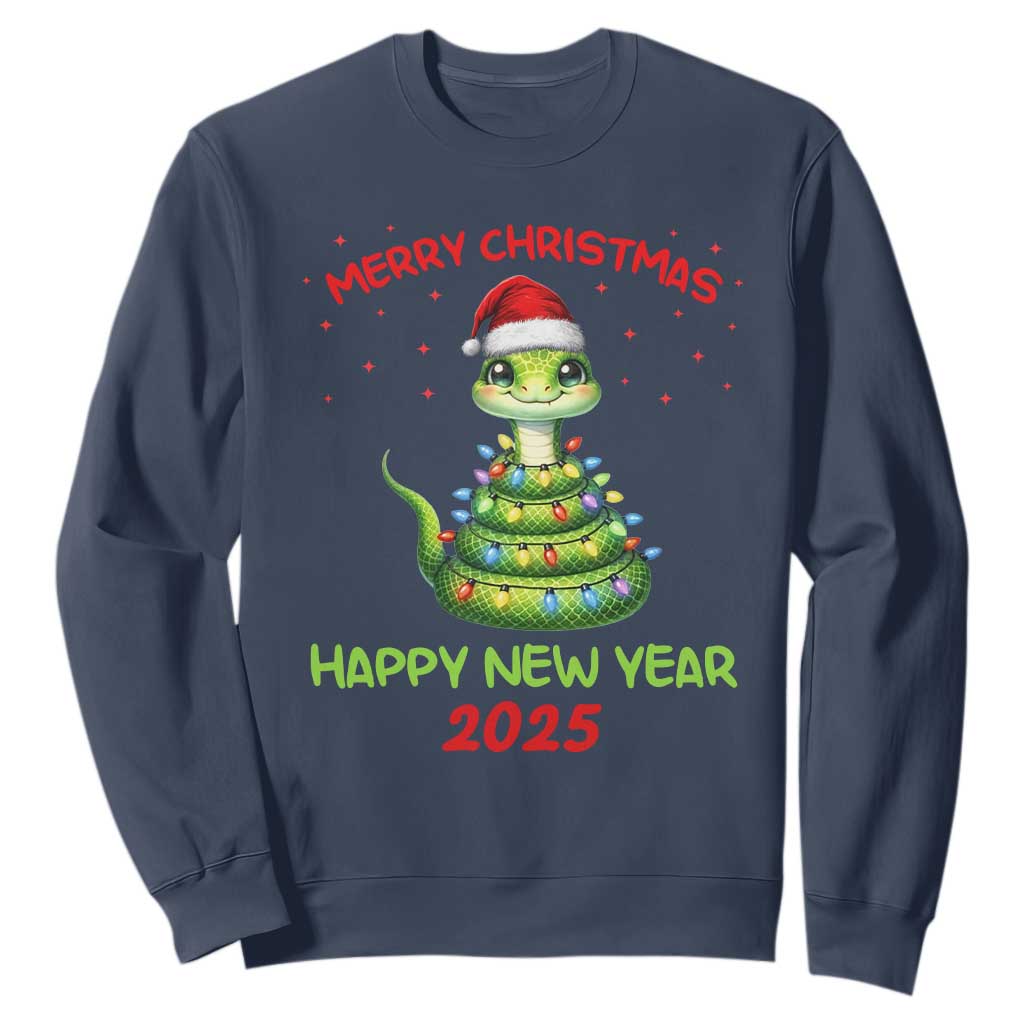 Year Of The Snake 2025 Sweatshirt Merry Christmas And Happy New Year Cute Snake TS09 Navy Print Your Wear