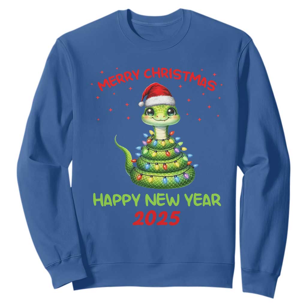 Year Of The Snake 2025 Sweatshirt Merry Christmas And Happy New Year Cute Snake TS09 Royal Blue Print Your Wear