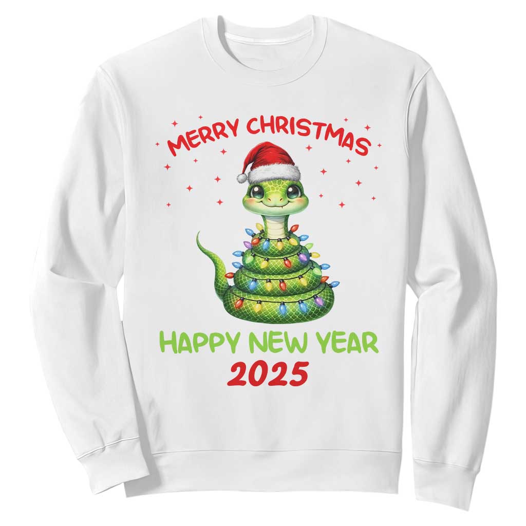 Year Of The Snake 2025 Sweatshirt Merry Christmas And Happy New Year Cute Snake TS09 White Print Your Wear
