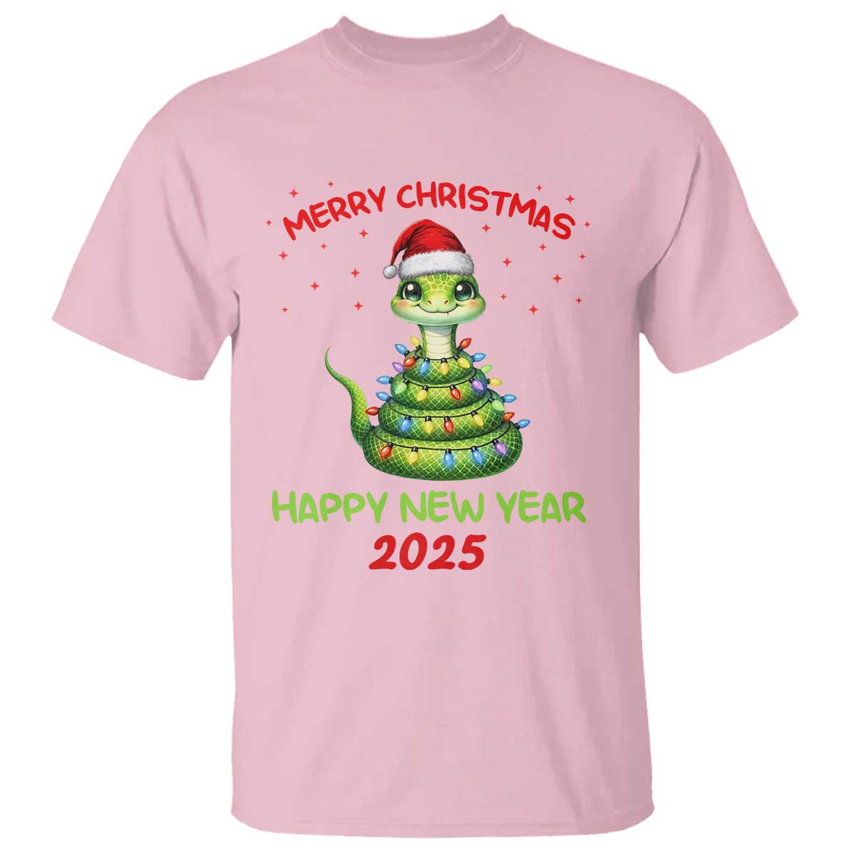 Year Of The Snake 2025 T Shirt Merry Christmas And Happy New Year Cute Snake TS09 Light Pink Print Your Wear
