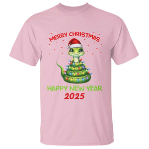 Year Of The Snake 2025 T Shirt Merry Christmas And Happy New Year Cute Snake TS09 Light Pink Print Your Wear