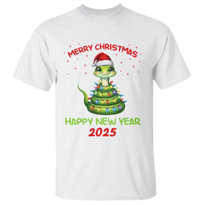 Year Of The Snake 2025 T Shirt Merry Christmas And Happy New Year Cute Snake TS09 White Print Your Wear