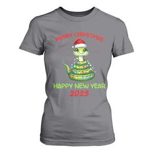 Year Of The Snake 2025 T Shirt For Women Merry Christmas And Happy New Year Cute Snake TS09 Charcoal Print Your Wear