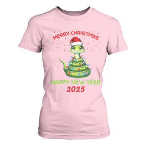 Year Of The Snake 2025 T Shirt For Women Merry Christmas And Happy New Year Cute Snake TS09 Light Pink Print Your Wear