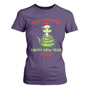 Year Of The Snake 2025 T Shirt For Women Merry Christmas And Happy New Year Cute Snake TS09 Purple Print Your Wear