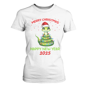 Year Of The Snake 2025 T Shirt For Women Merry Christmas And Happy New Year Cute Snake TS09 White Print Your Wear