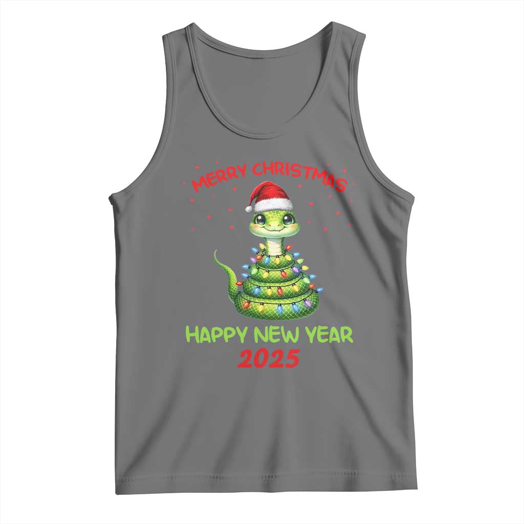 Year Of The Snake 2025 Tank Top Merry Christmas And Happy New Year Cute Snake TS09 Black Heather Print Your Wear