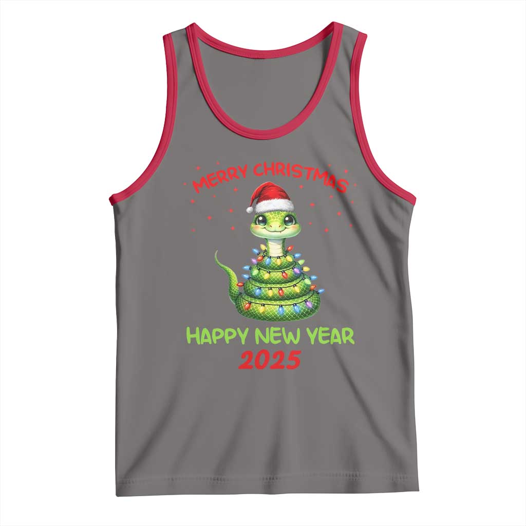 Year Of The Snake 2025 Tank Top Merry Christmas And Happy New Year Cute Snake TS09 Deep Heather Red Print Your Wear