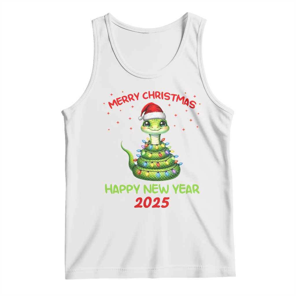 Year Of The Snake 2025 Tank Top Merry Christmas And Happy New Year Cute Snake TS09 White Print Your Wear