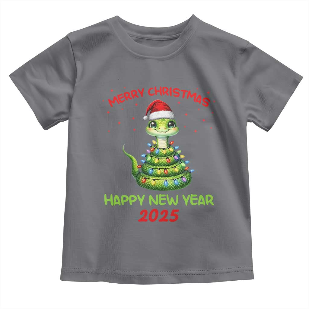 Year Of The Snake 2025 Toddler T Shirt Merry Christmas And Happy New Year Cute Snake TS09 Charcoal Print Your Wear
