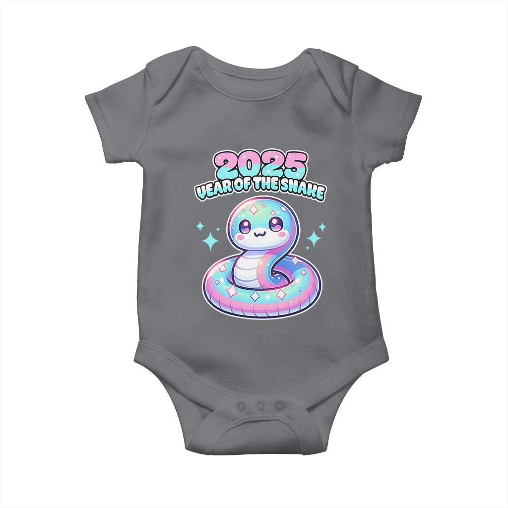 Year Of The Snake 2025 Baby Onesie Cute Snake Happy New Year TS09 Charcoal Print Your Wear