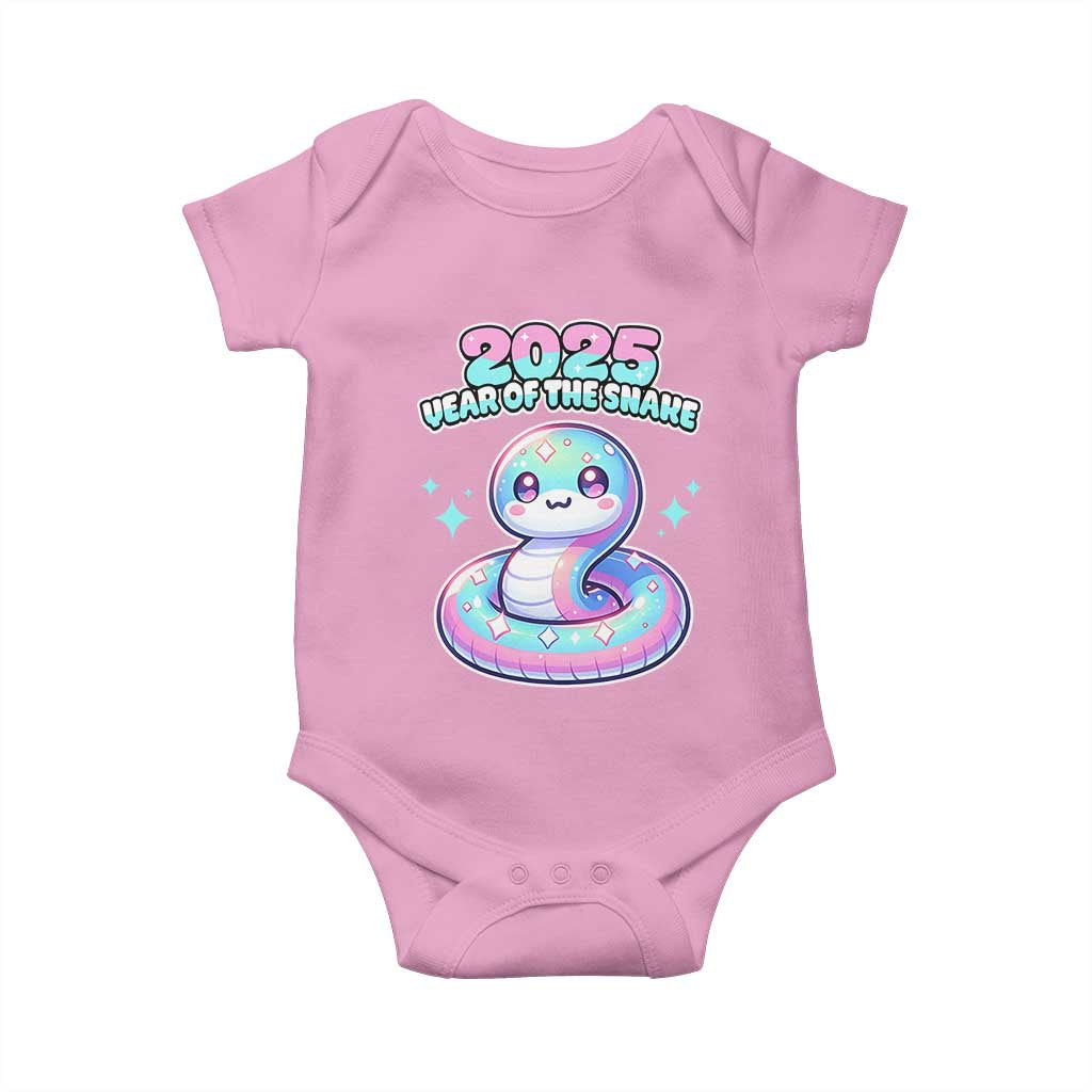 Year Of The Snake 2025 Baby Onesie Cute Snake Happy New Year TS09 Light Pink Print Your Wear