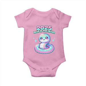Year Of The Snake 2025 Baby Onesie Cute Snake Happy New Year TS09 Light Pink Print Your Wear