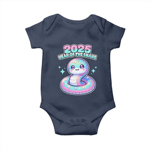 Year Of The Snake 2025 Baby Onesie Cute Snake Happy New Year TS09 Navy Print Your Wear