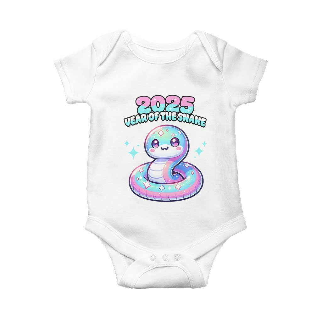 Year Of The Snake 2025 Baby Onesie Cute Snake Happy New Year TS09 White Print Your Wear