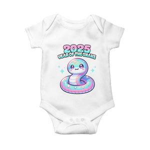 Year Of The Snake 2025 Baby Onesie Cute Snake Happy New Year TS09 White Print Your Wear