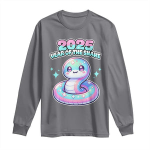 Year Of The Snake 2025 Long Sleeve Shirt Cute Snake Happy New Year TS09 Charcoal Print Your Wear