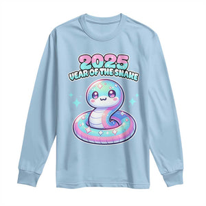 Year Of The Snake 2025 Long Sleeve Shirt Cute Snake Happy New Year TS09 Light Blue Print Your Wear
