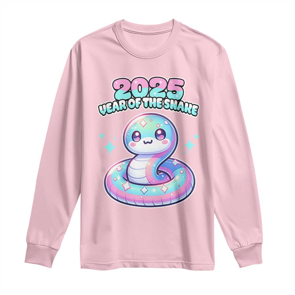 Year Of The Snake 2025 Long Sleeve Shirt Cute Snake Happy New Year TS09 Light Pink Print Your Wear
