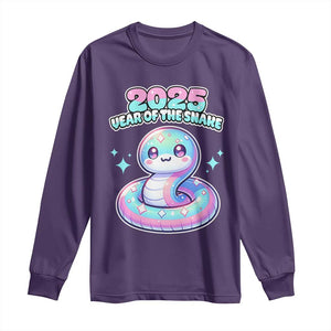 Year Of The Snake 2025 Long Sleeve Shirt Cute Snake Happy New Year TS09 Purple Print Your Wear