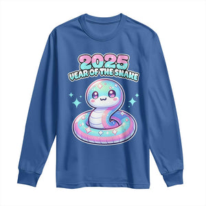 Year Of The Snake 2025 Long Sleeve Shirt Cute Snake Happy New Year TS09 Royal Blue Print Your Wear