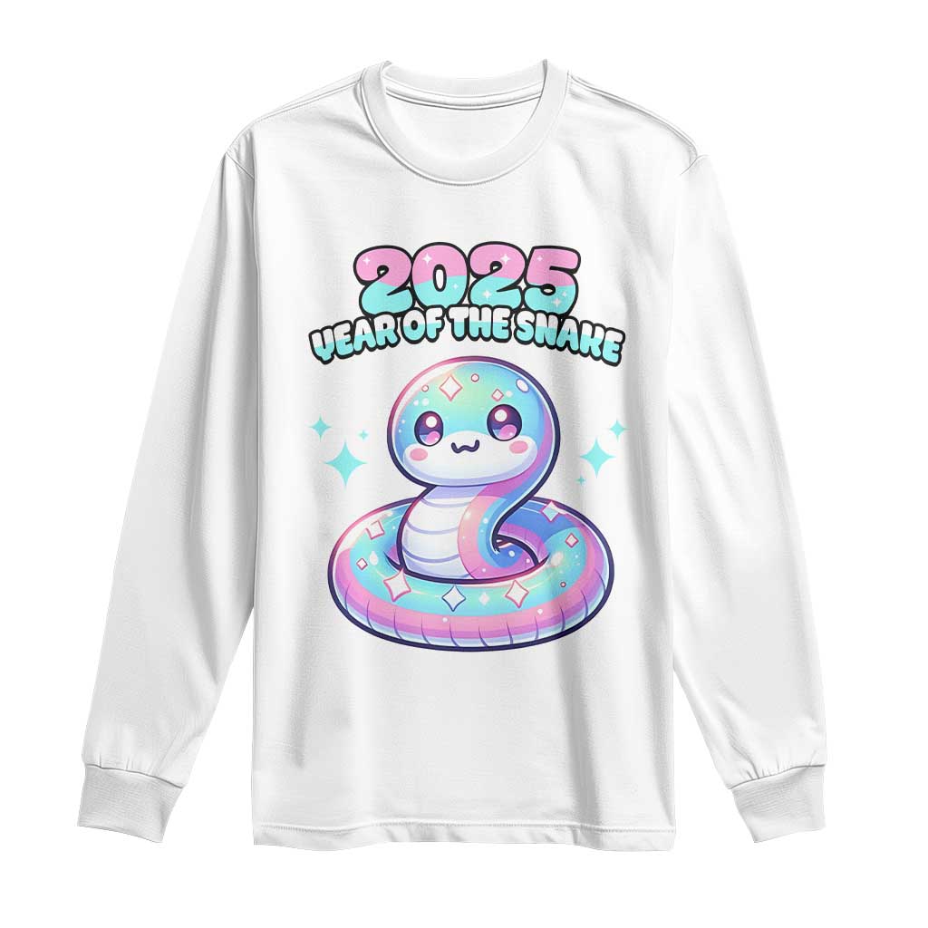 Year Of The Snake 2025 Long Sleeve Shirt Cute Snake Happy New Year TS09 White Print Your Wear