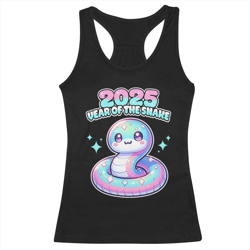 Year Of The Snake 2025 Racerback Tank Top Cute Snake Happy New Year TS09 Black Print Your Wear