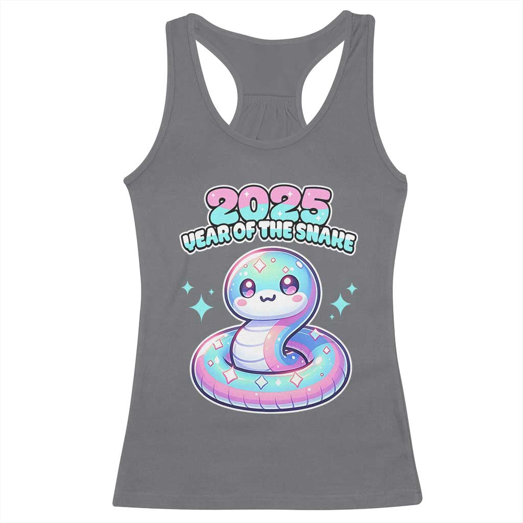 Year Of The Snake 2025 Racerback Tank Top Cute Snake Happy New Year TS09 Charcoal Print Your Wear
