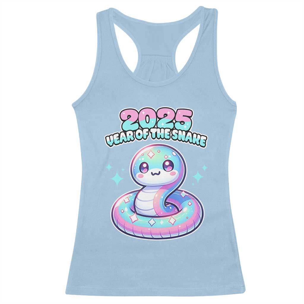 Year Of The Snake 2025 Racerback Tank Top Cute Snake Happy New Year TS09 Light Blue Print Your Wear