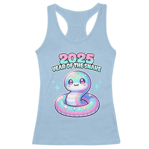 Year Of The Snake 2025 Racerback Tank Top Cute Snake Happy New Year TS09 Light Blue Print Your Wear