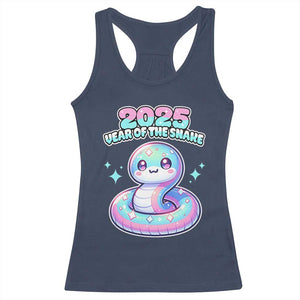 Year Of The Snake 2025 Racerback Tank Top Cute Snake Happy New Year TS09 Navy Print Your Wear