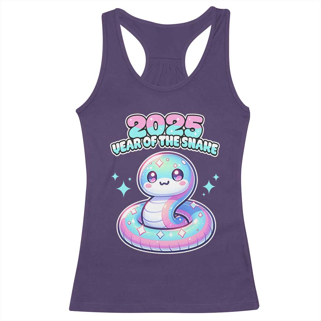 Year Of The Snake 2025 Racerback Tank Top Cute Snake Happy New Year TS09 Purple Print Your Wear
