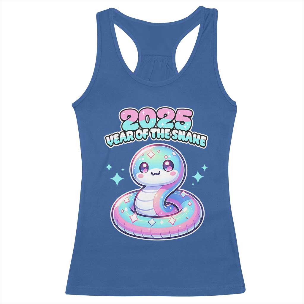 Year Of The Snake 2025 Racerback Tank Top Cute Snake Happy New Year TS09 Royal Blue Print Your Wear