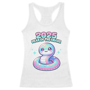 Year Of The Snake 2025 Racerback Tank Top Cute Snake Happy New Year TS09 White Print Your Wear