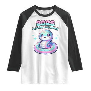 Year Of The Snake 2025 Raglan Shirt Cute Snake Happy New Year TS09 White Black Print Your Wear