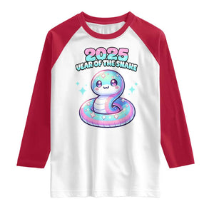 Year Of The Snake 2025 Raglan Shirt Cute Snake Happy New Year TS09 White Red Print Your Wear