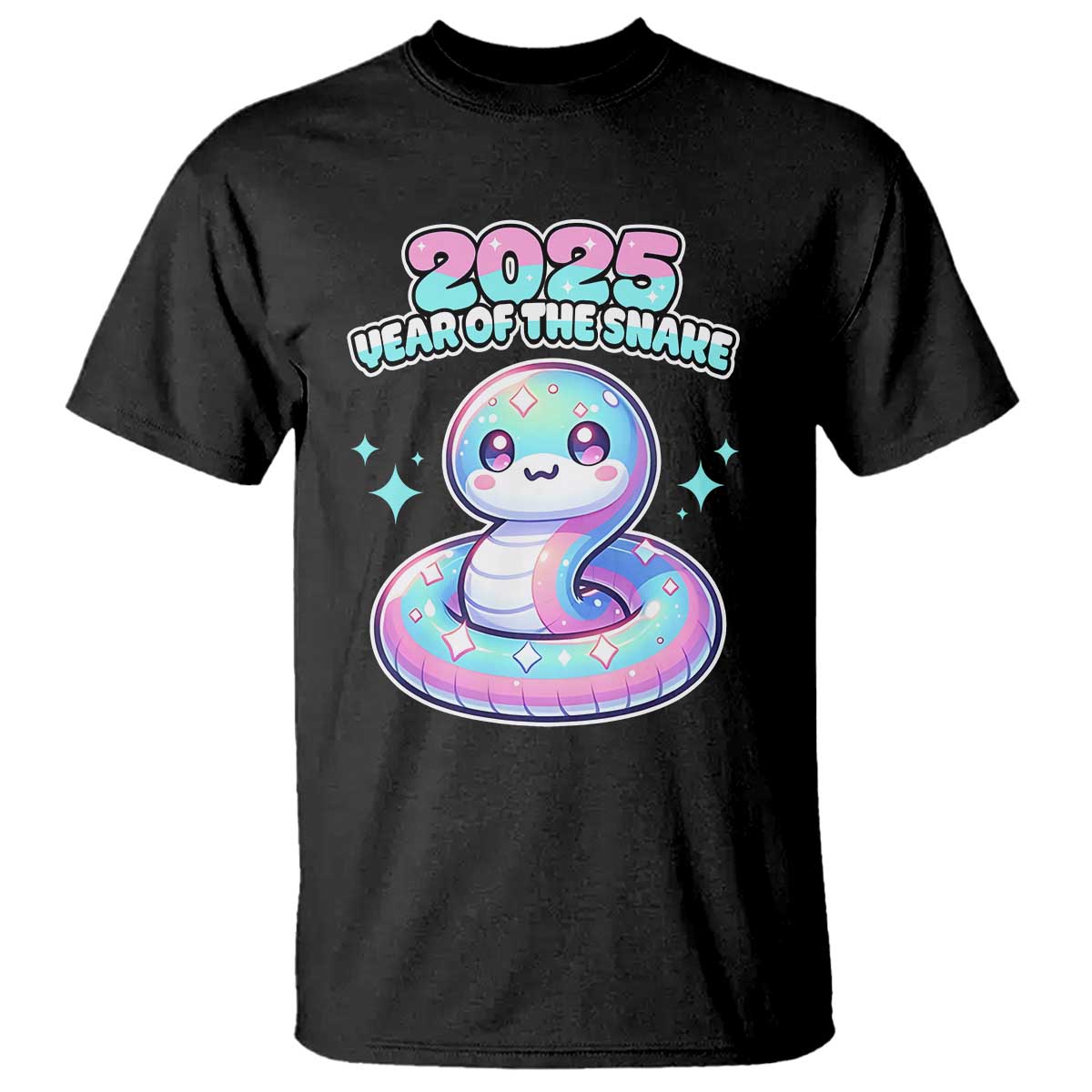 Year Of The Snake 2025 T Shirt Cute Snake Happy New Year TS09 Black Print Your Wear