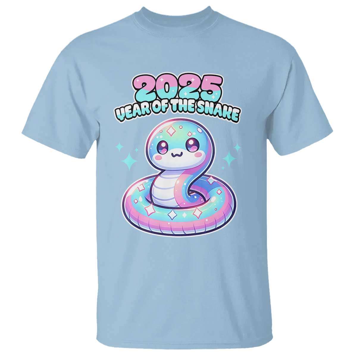 Year Of The Snake 2025 T Shirt Cute Snake Happy New Year TS09 Light Blue Print Your Wear