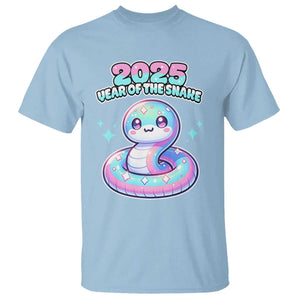 Year Of The Snake 2025 T Shirt Cute Snake Happy New Year TS09 Light Blue Print Your Wear