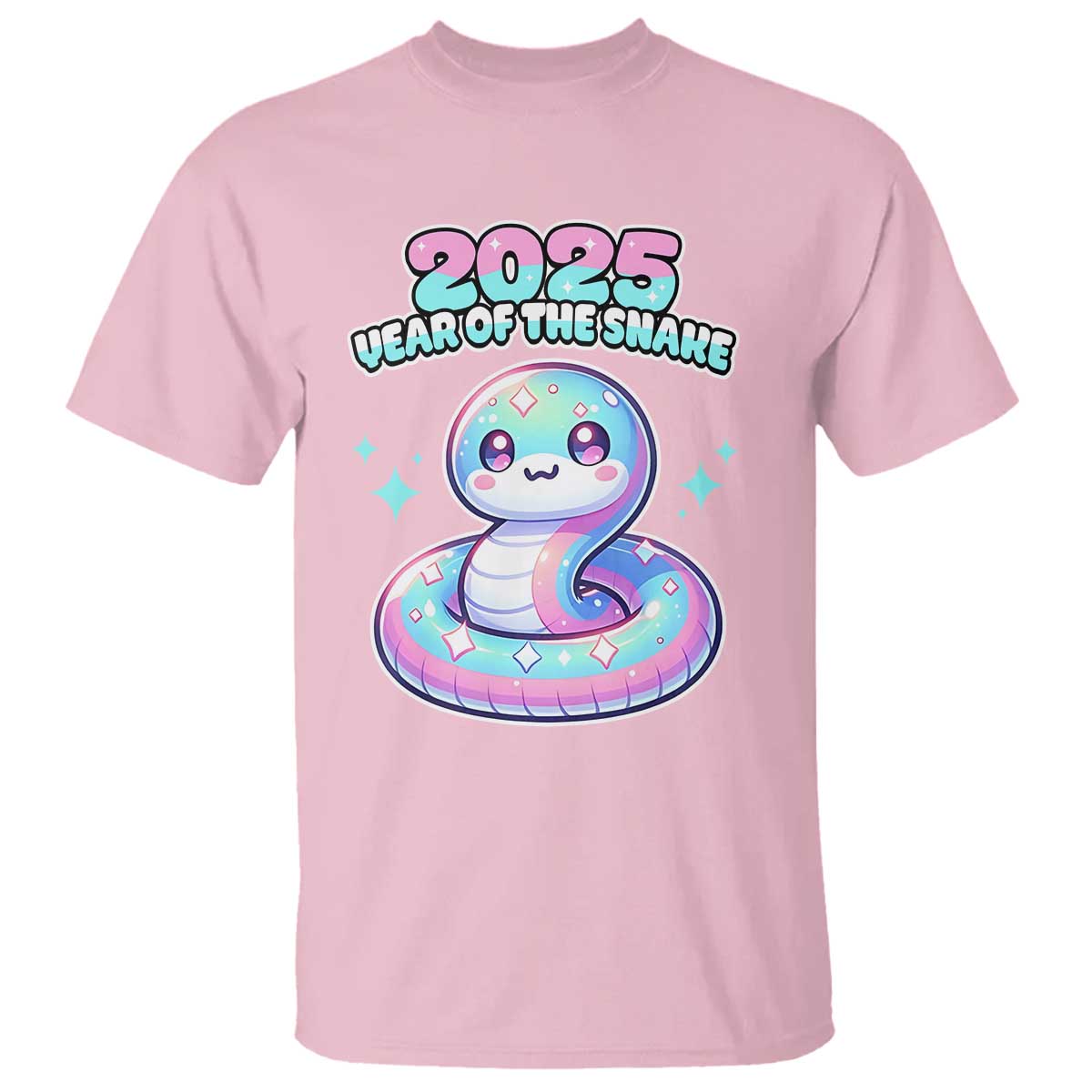 Year Of The Snake 2025 T Shirt Cute Snake Happy New Year TS09 Light Pink Print Your Wear