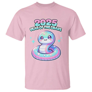 Year Of The Snake 2025 T Shirt Cute Snake Happy New Year TS09 Light Pink Print Your Wear