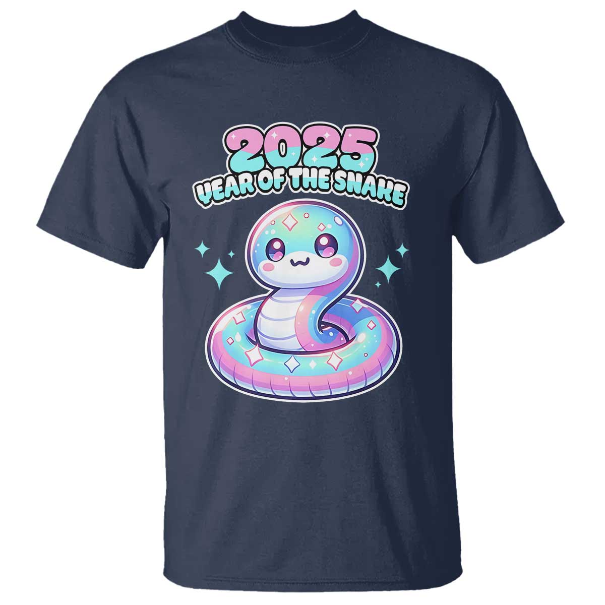Year Of The Snake 2025 T Shirt Cute Snake Happy New Year TS09 Navy Print Your Wear