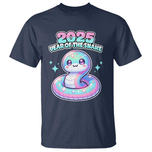 Year Of The Snake 2025 T Shirt Cute Snake Happy New Year TS09 Navy Print Your Wear