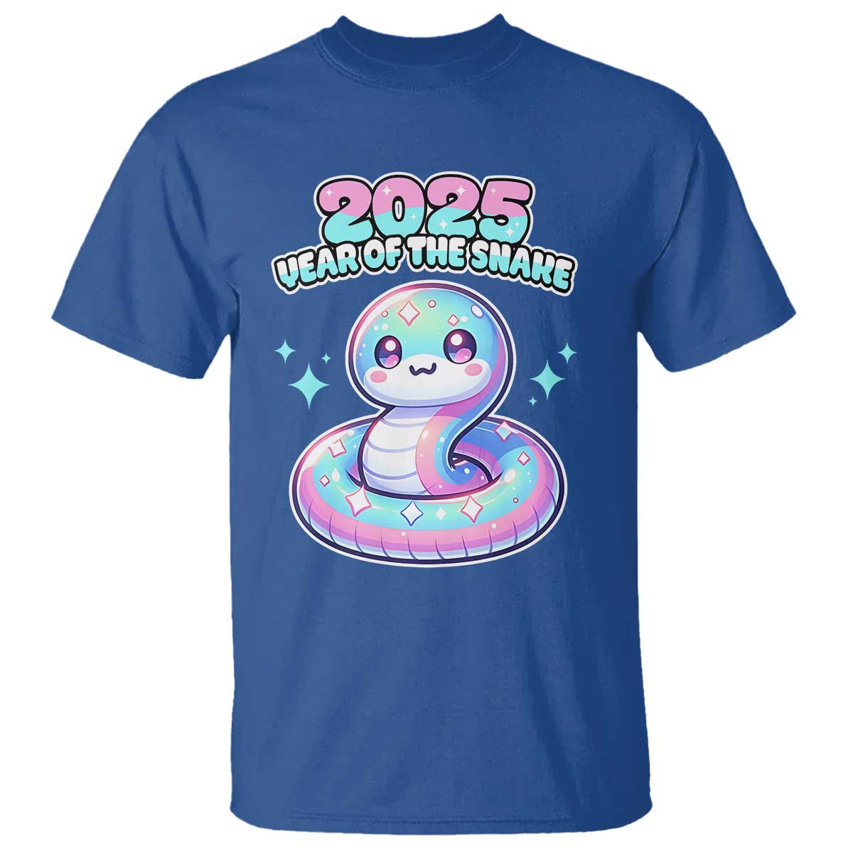 Year Of The Snake 2025 T Shirt Cute Snake Happy New Year TS09 Royal Blue Print Your Wear