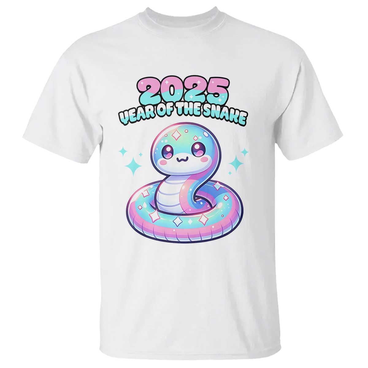 Year Of The Snake 2025 T Shirt Cute Snake Happy New Year TS09 White Print Your Wear